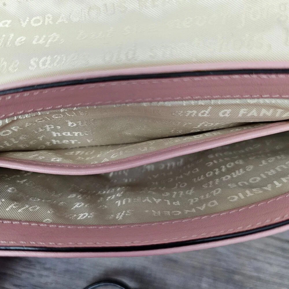 Kate Spade New Hanover Street Aster Bow Beau Pink Black Leather Crossbody Bag